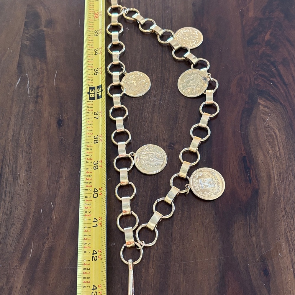 Vintage Gold Coin Chain Belt Republique Francaise - Adjustable - Super Sassy! - Picture 9 of 10